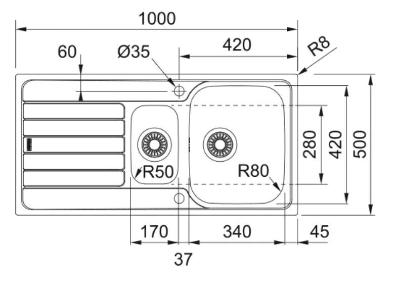 Franke Spark 651 Spoelbak RVS Opbouw