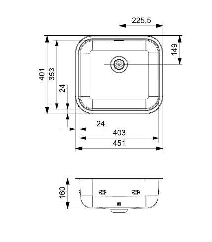 Reginox Colorado Sink Stainless Steel Surface Mounted