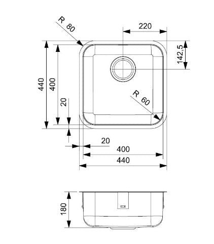 Reginox IB4040 RVS Spoelbak Roestvrij staal Opbouw, Onderbouw of Vlakbouw
