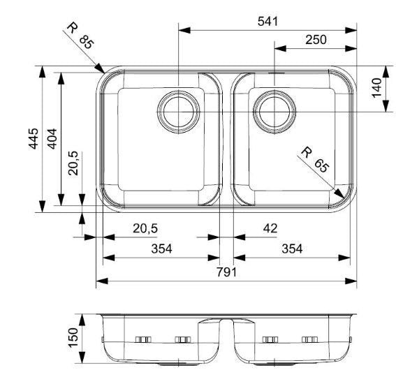 Reginox L 18 Sink Stainless Steel Flat Mounted