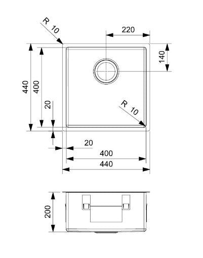 Reginox Miami 40 Sink Gold Surface mounted or Undermount or Flush mounted
