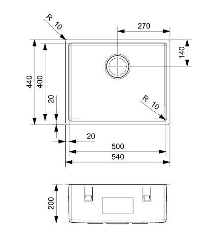 Reginox Miami 50 Sink Gun Metal Surface-mounted or Undermount or Flush-mounted