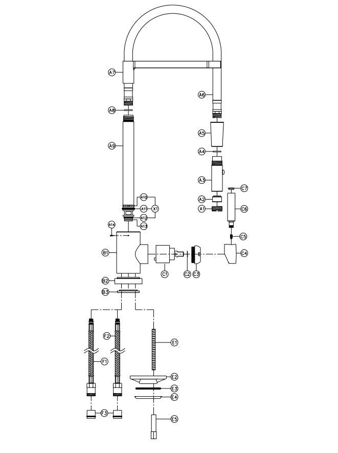 Abode Atlas Professional Kitchen Faucet Stainless steel-look