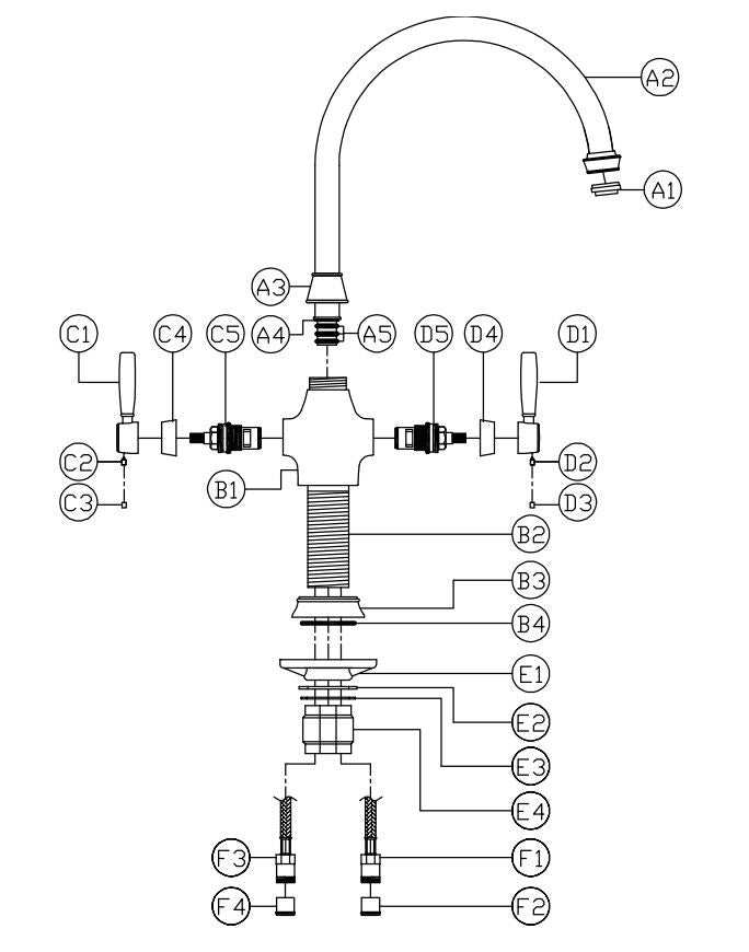 Abode Brompton Grifo Bimando Cocina Cromo
