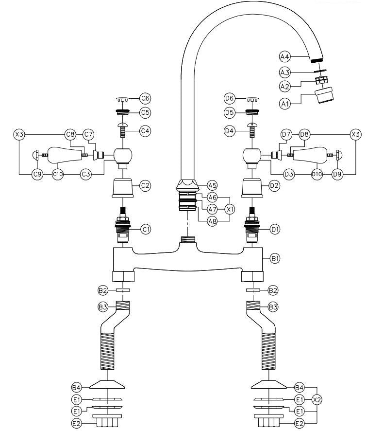 Abode Ludlow Bridge Two-lever 2-hole Kitchen Faucet Antique Brass