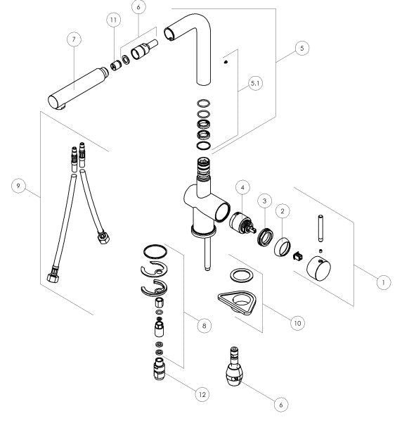 Alpha Live 8193 köksblandare krom