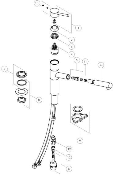 Alpha Snow 7717 Robinet de cuisine aspect inox