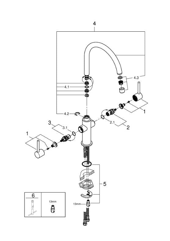 Grohe Ambi 30190000 Tweegreeps Kraan Chroom