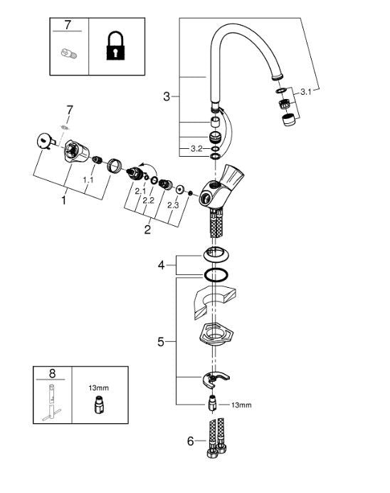 Grohe Costa L 31831001 Grifería de cocina de dos mandos Cromo