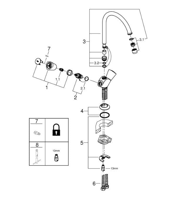 Grohe Costa S 31819001 Tweegreeps Kraan Chroom