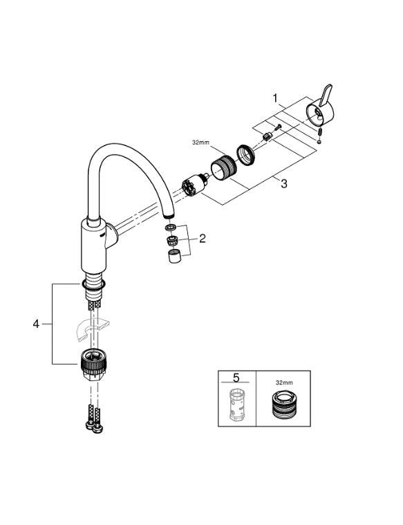 Grohe Eurosmart Cosmopolitan 32843002 konyhai csaptelep króm