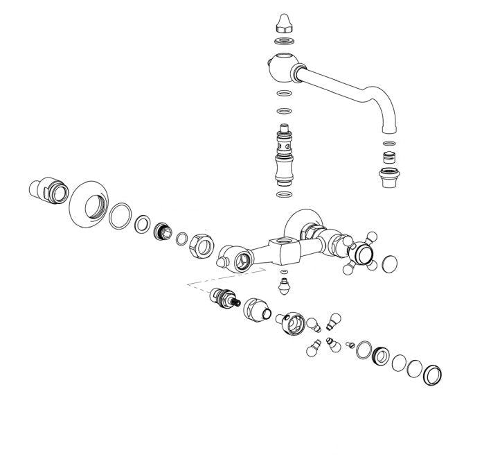 Horus Deux-Mural 1102 Two Handle Wall Kitchen Faucet Bronze