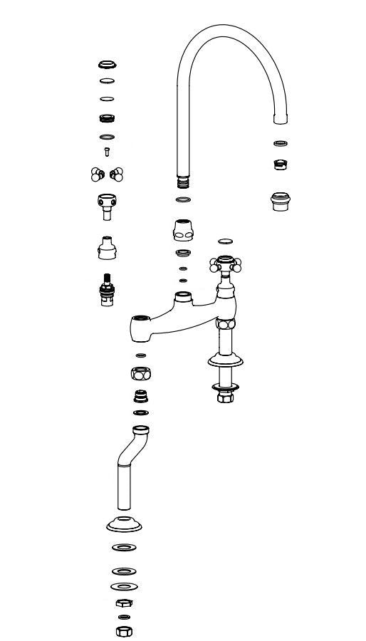 Horus Julia 1141 Two-handle 2-hole Kitchen Faucet Nickel Matte