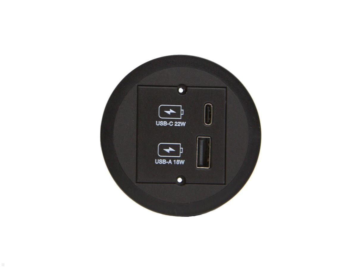 Bachmann PIX flush-mounted USB A/C Bachmann Black