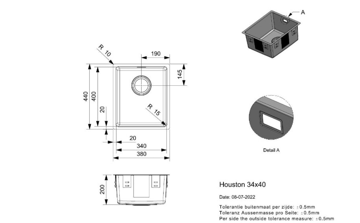 Reginox Reginox Houston Sink Stainless Steel Surface-mounted or Undermounted or Flush-mounted