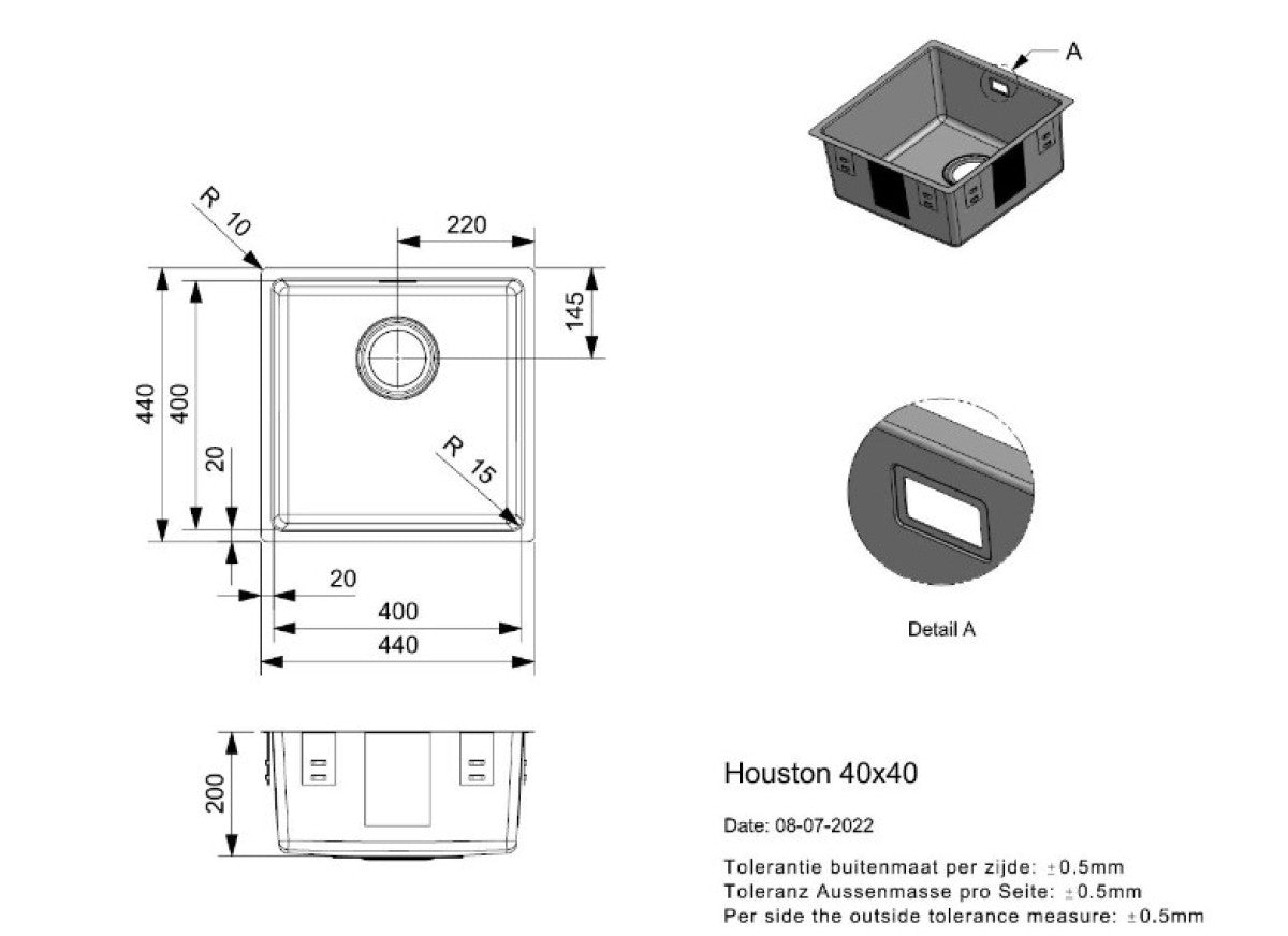 Reginox Reginox Houston Sink Stainless Steel Surface-mounted or Undermounted or Flush-mounted
