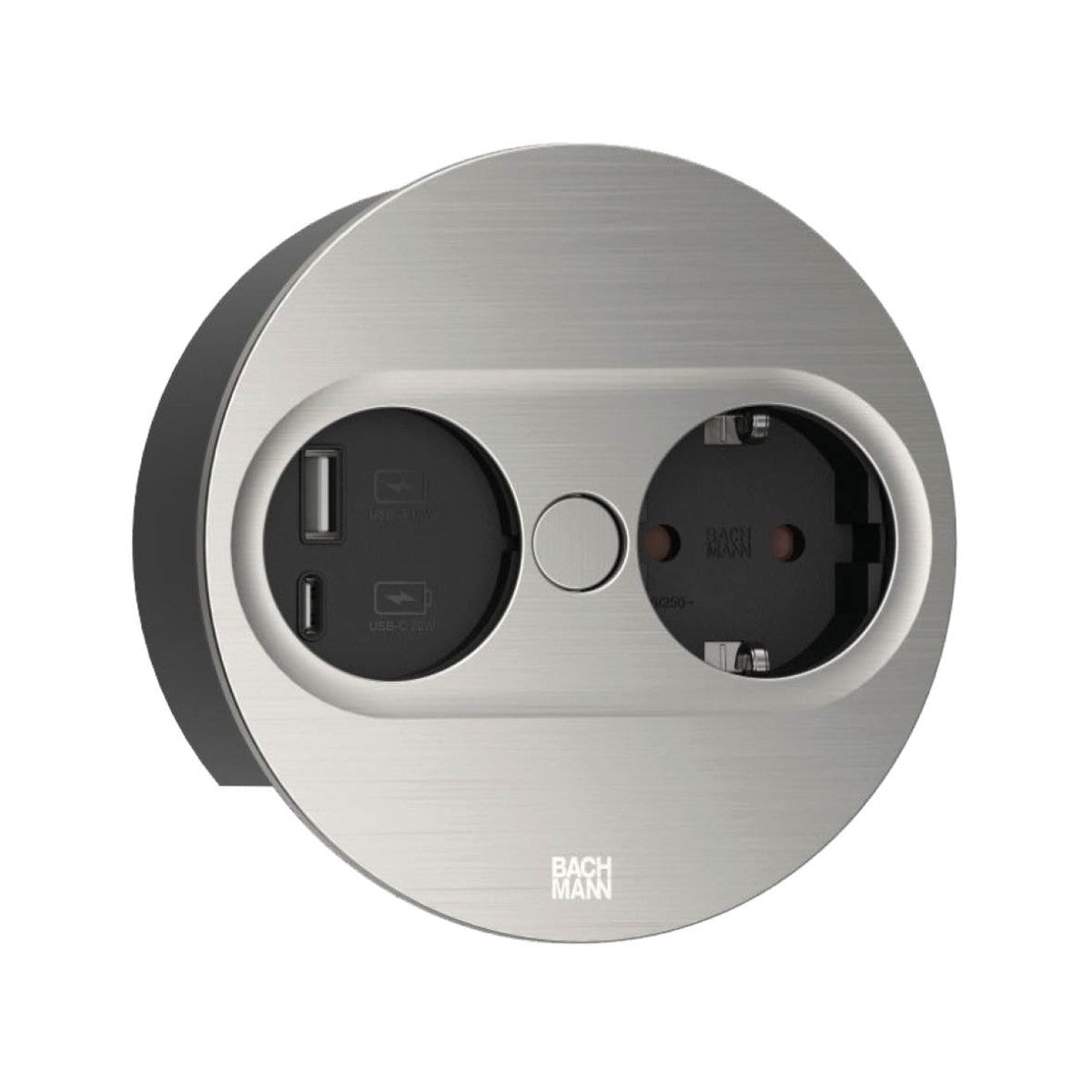 Bachmann TWIST 2 rund - med USB A/C Rostfritt stål