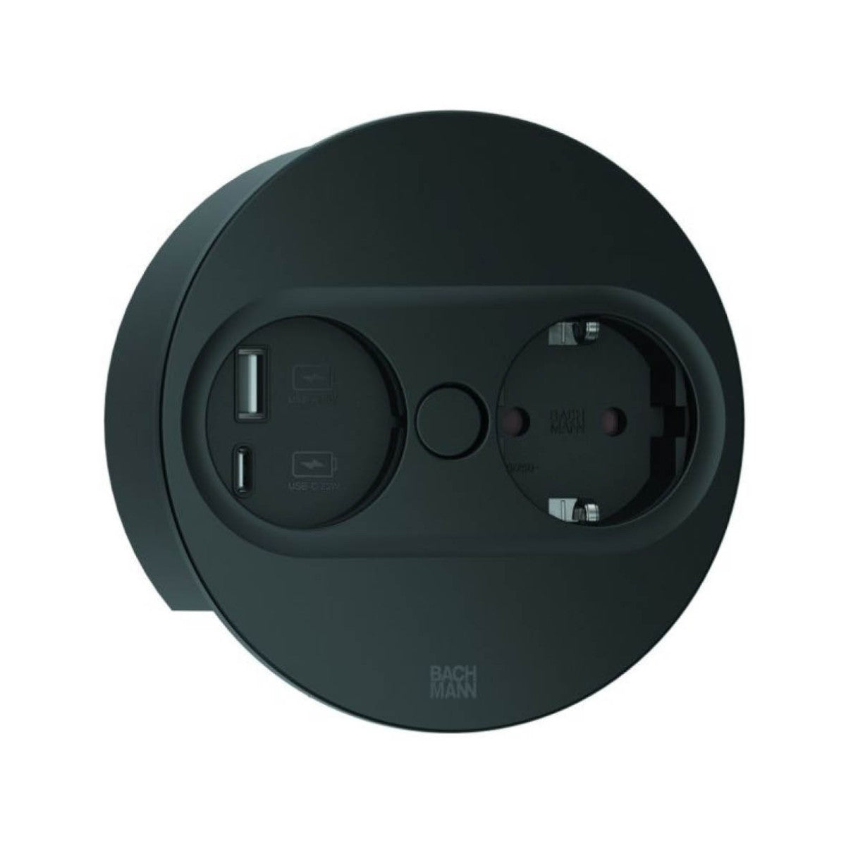 Bachmann TWIST 2 rund - med USB A/C Mattsvart