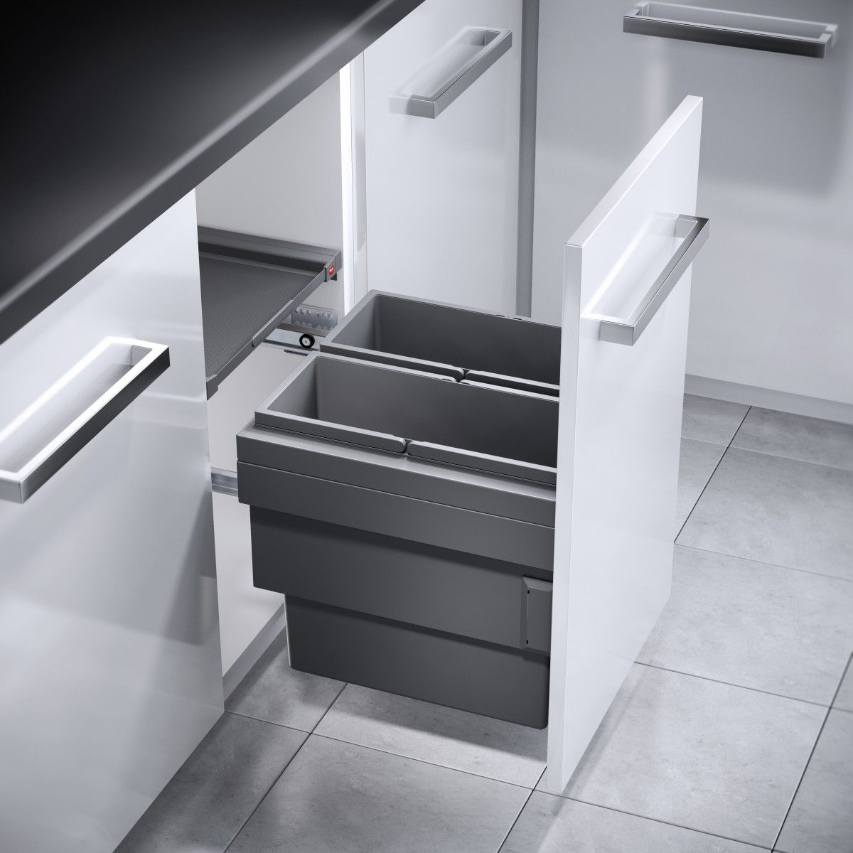 Hailo AS Cargo Synchro 450 - Papelera Extraíble Doble 36L Gris Oscuro