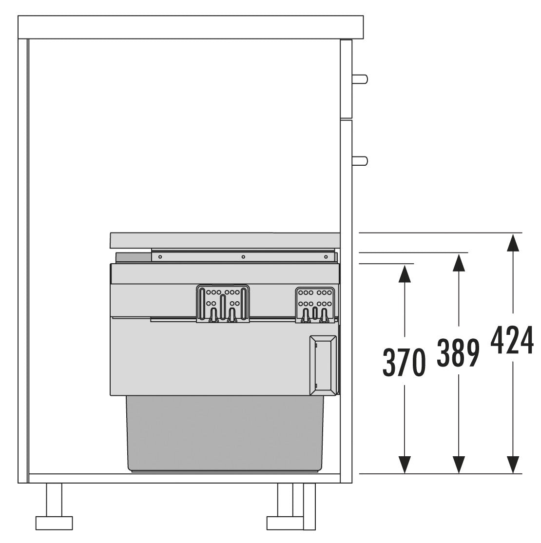 Hailo AS Cargo Synchro 450 - Papelera Extraíble Doble 36L Gris Oscuro