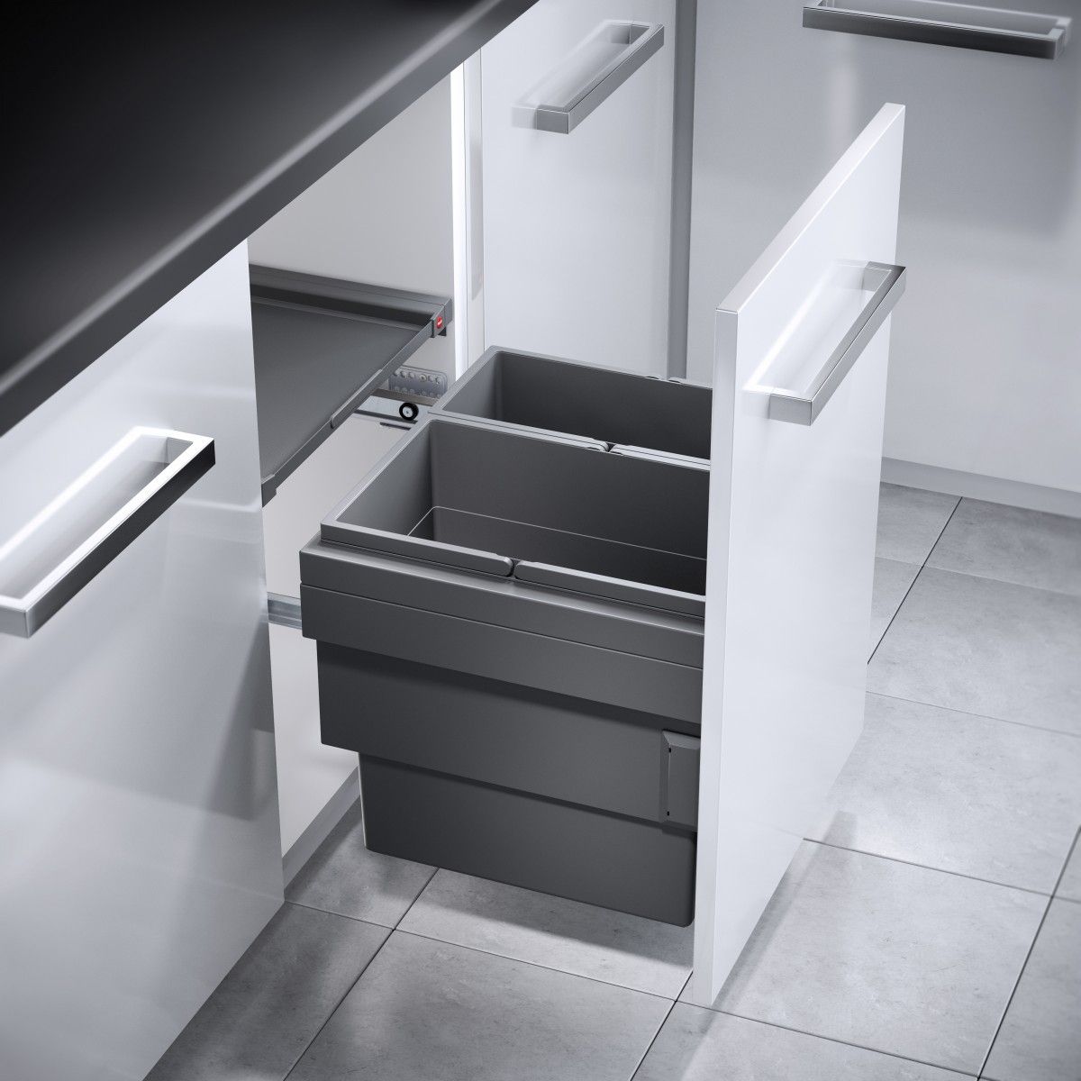 Hailo AS Cargo Synchro 500 - Sistema de doble contenedor de residuos deslizante Gris