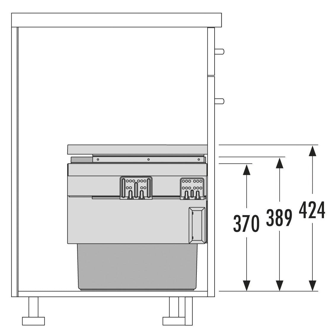 Hailo AS Cargo Synchro 500 - Sistema de doble contenedor de residuos deslizante Gris