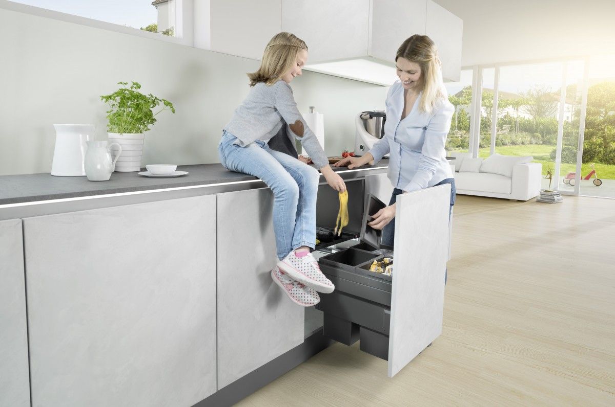Hailo AS Cargo Synchro 450 - Papelera Extraíble Doble 36L Gris Oscuro