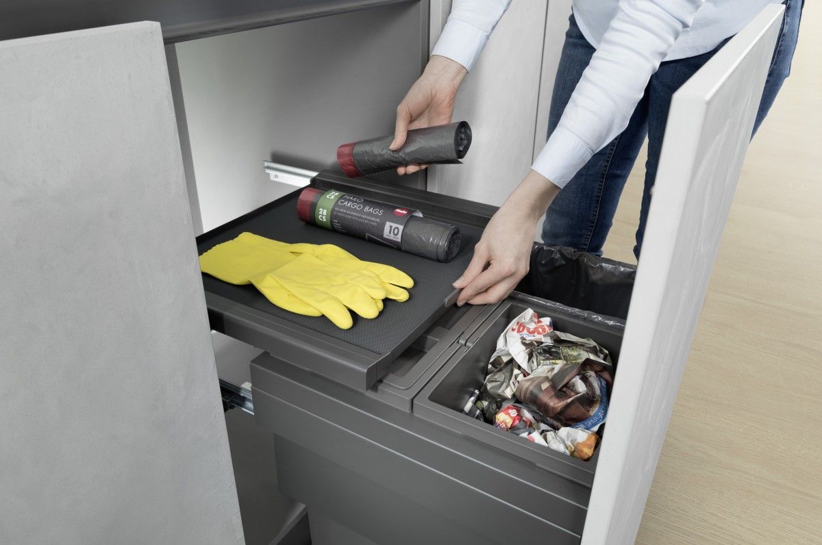 Hailo AS Cargo Synchro 500 - Sistema Deslizante de Triple Contenedor Gris Oscuro