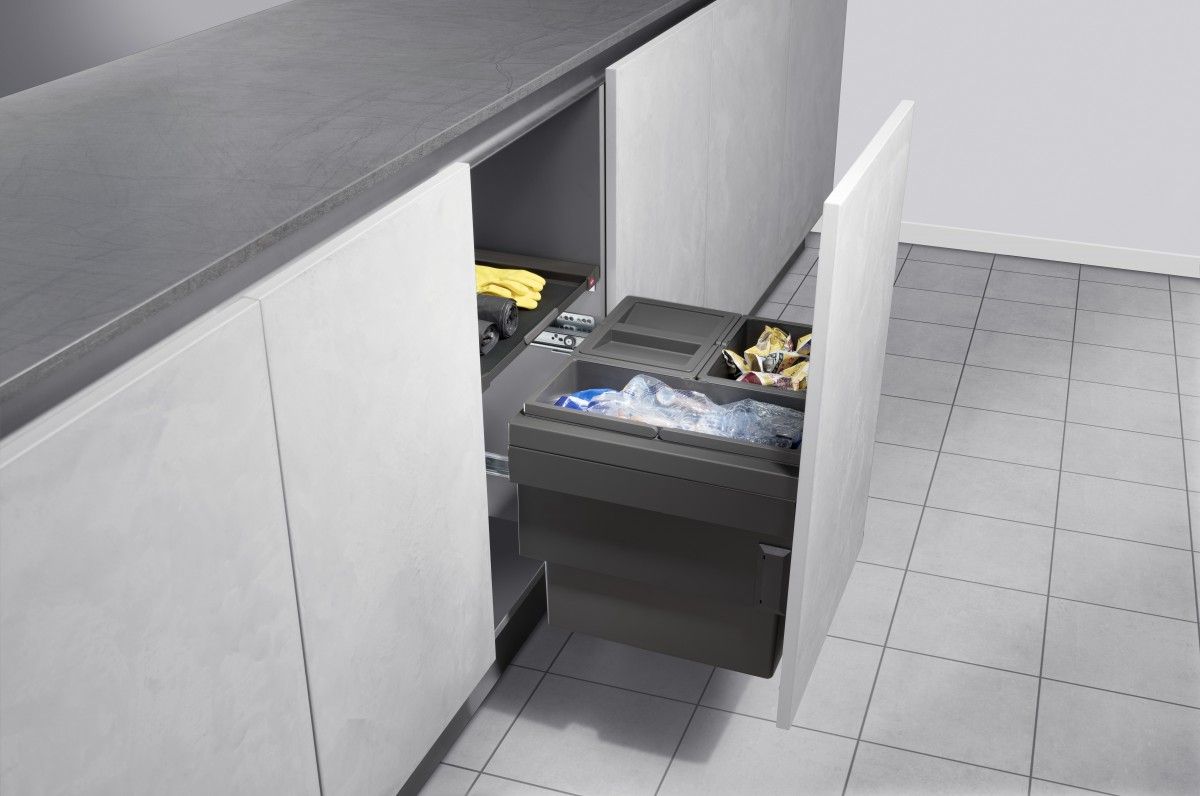 Hailo AS Cargo Synchro 500 - Sistema Deslizante de Triple Contenedor Gris Oscuro