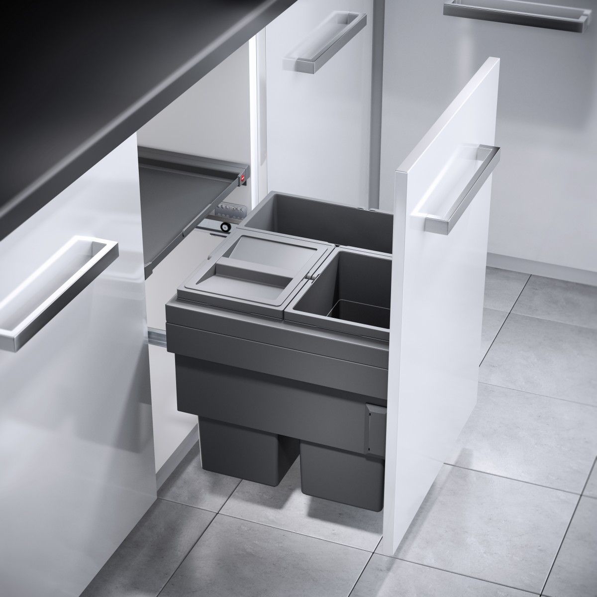 Hailo AS Cargo Synchro 500 - Sistema Deslizante de Triple Contenedor Gris Oscuro
