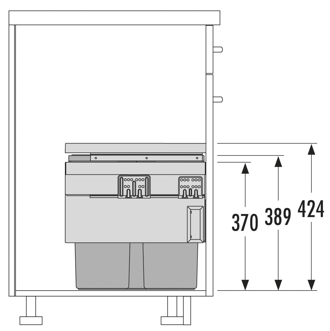 Hailo AS Cargo Synchro 500 - Sistema Deslizante de Triple Contenedor Gris Oscuro