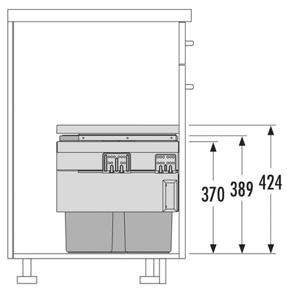 Hailo AS Cargo Synchro 500 - Sistema Deslizante de Triple Contenedor Gris Oscuro