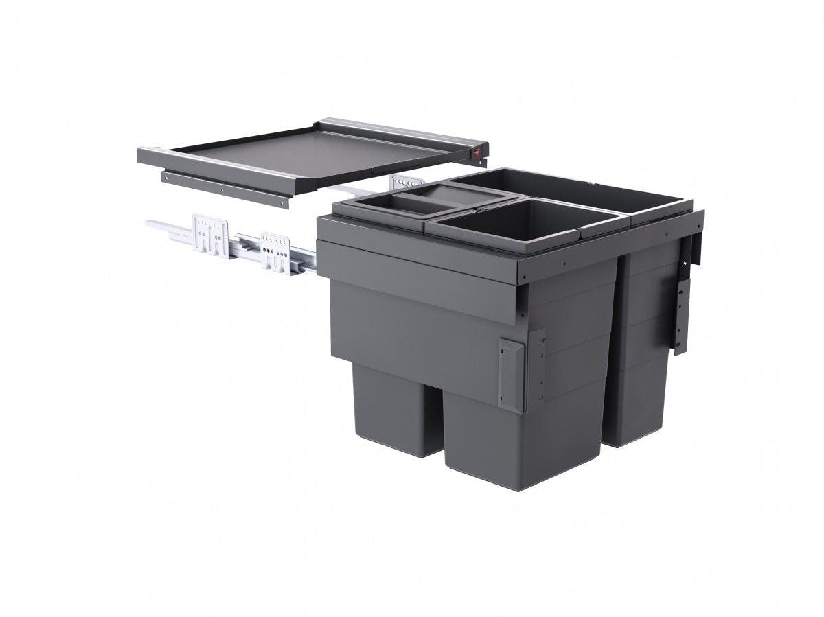 Hailo AS Cargo Synchro 500 - Sistema Deslizante de Triple Contenedor Gris Oscuro
