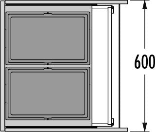 Hailo AS Triple XL 600 - 56L Sistema de Doble Contenedor de Residuos Gris Oscuro
