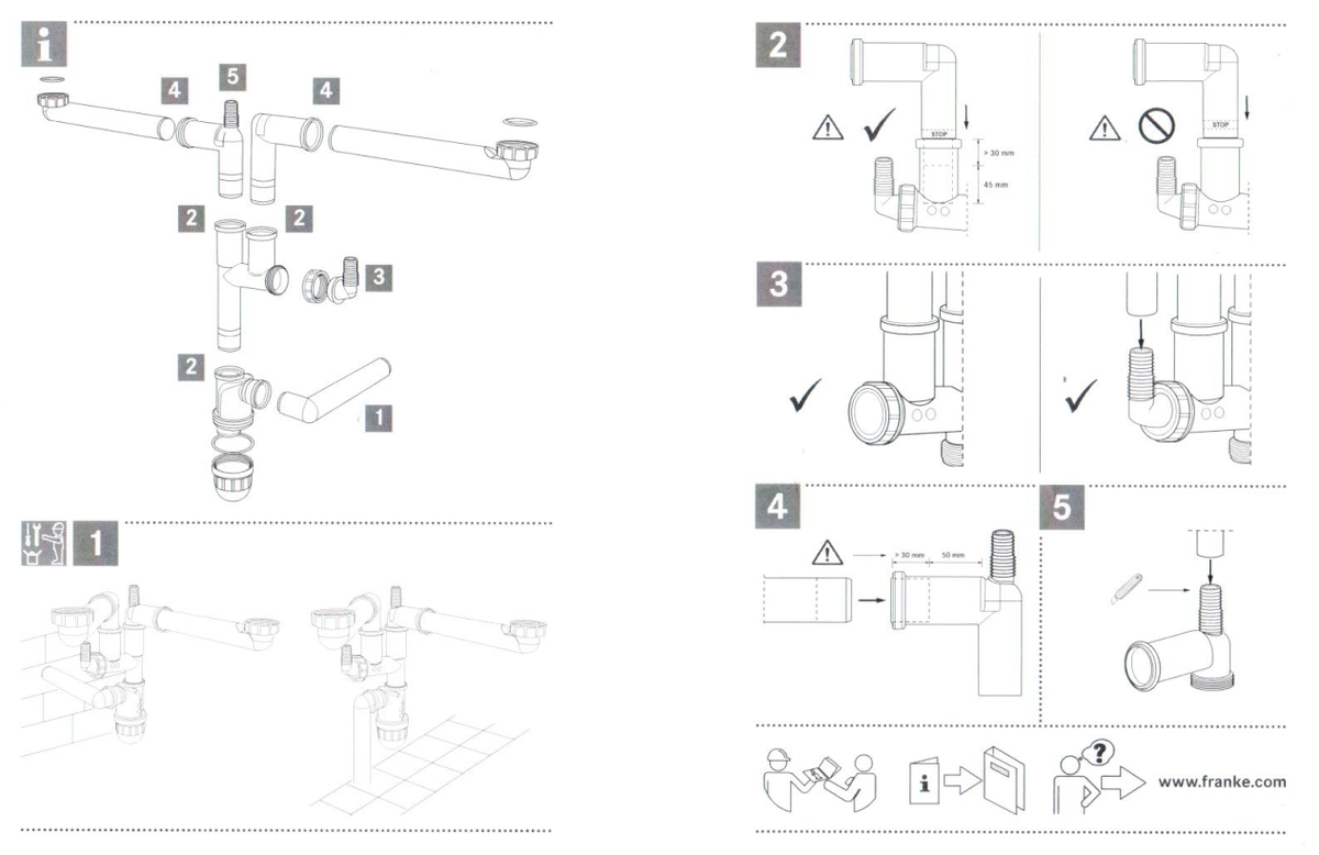 Franke Spazio 2 Siphon and Drain Set for Double Sink – House of Franke Spazio 2 Siphon and Drain Set for Double Sink – House of