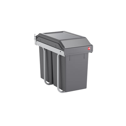 Hailo AS Tandem 15/15 - Doppelabfallbehälter Swing-Out Abfallsystem Grau/Silber