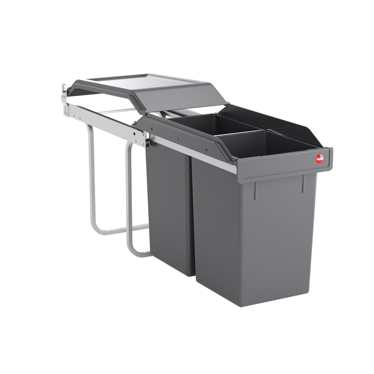 Hailo AS Tandem 15/15 - Doppelabfallbehälter Swing-Out Abfallsystem Grau/Silber