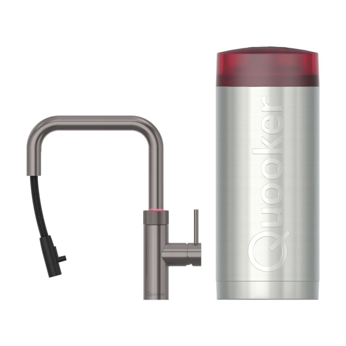 Quooker Flex Square COMBI - Gun Metal with Pull-Out Hose