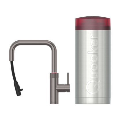 Quooker Flex Square COMBI - Gun Metal with Pull-Out Hose