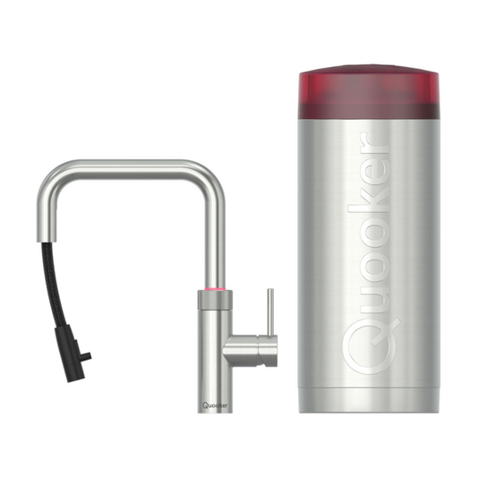 Quooker Flex Square COMBI - Edelstahl mit ausziehbarem Schlauch
