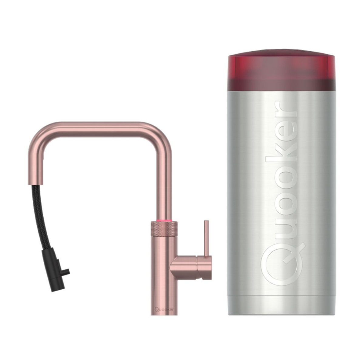 Quooker Flex Square COMBI - Rosé Copper with Pull-Out Hose