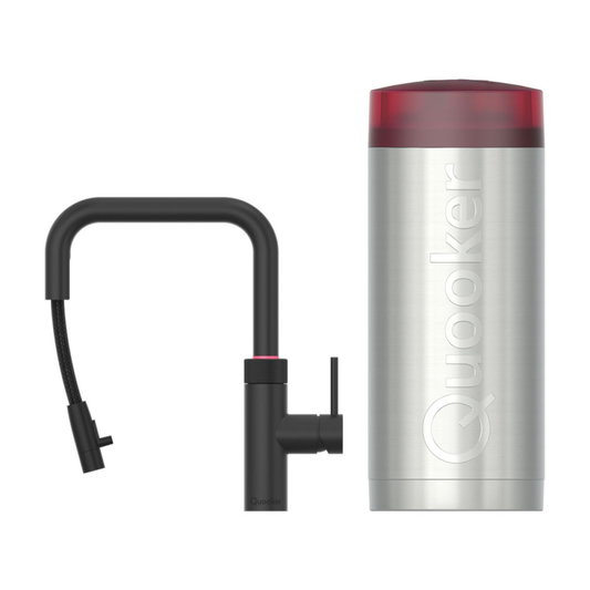 Quooker Flex Square COMBI - Schwarz mit ausziehbarem Schlauch