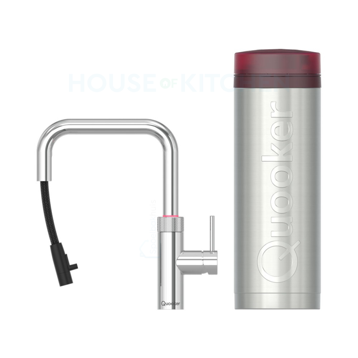Quooker Flex Square PRO3 in Chrome with Pull-Out Hose