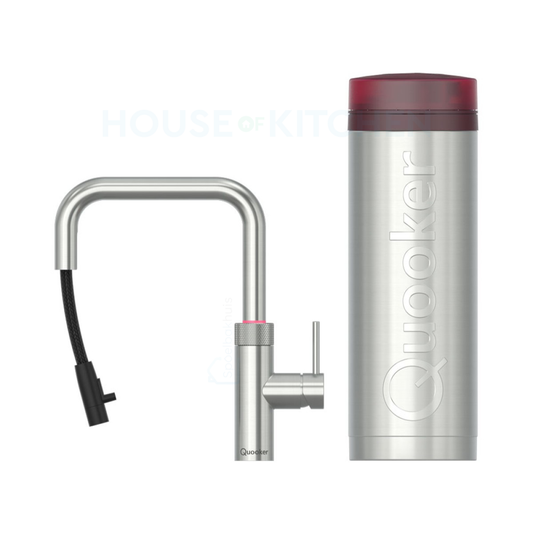 Quooker Flex Square PRO3 in Edelstahl mit ausziehbarem Schlauch