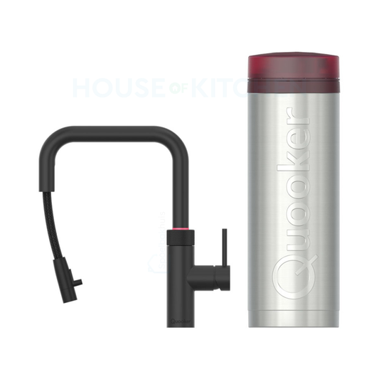 Quooker Flex Square PRO3 in Schwarz mit ausziehbarem Schlauch
