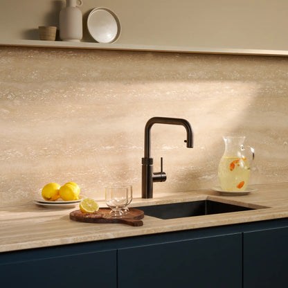 Quooker Tap Flex Square COMBI+ Gun Metal Kitchen Tap with Extendable Hose 1