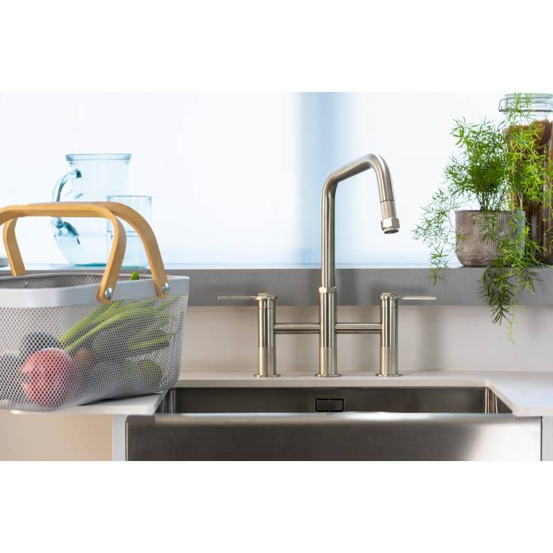 Abode Hex Bridge Tweegreeps Kraan Roestvaststaal-look