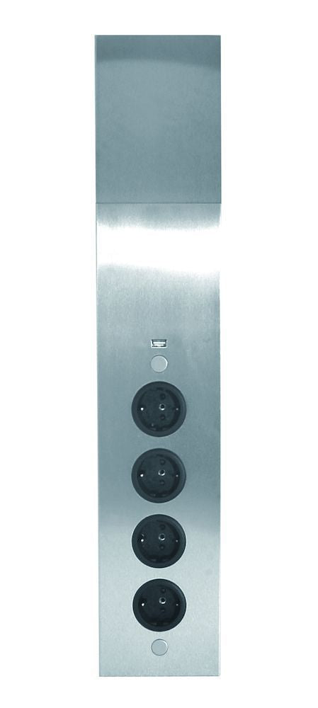 Energie hoekkolom 4ST stopcontact - Met USB-lader Roestvrij staal