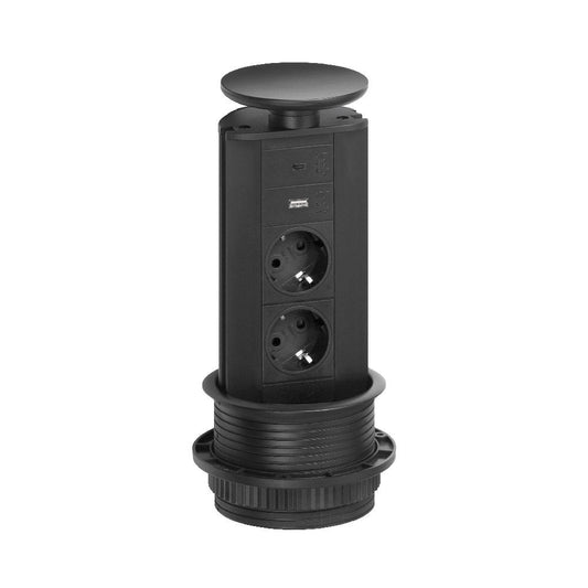 Powerport with USB-A and USB-C charger Black