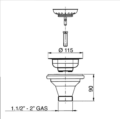 Tapón de cesta Fregadero de latón